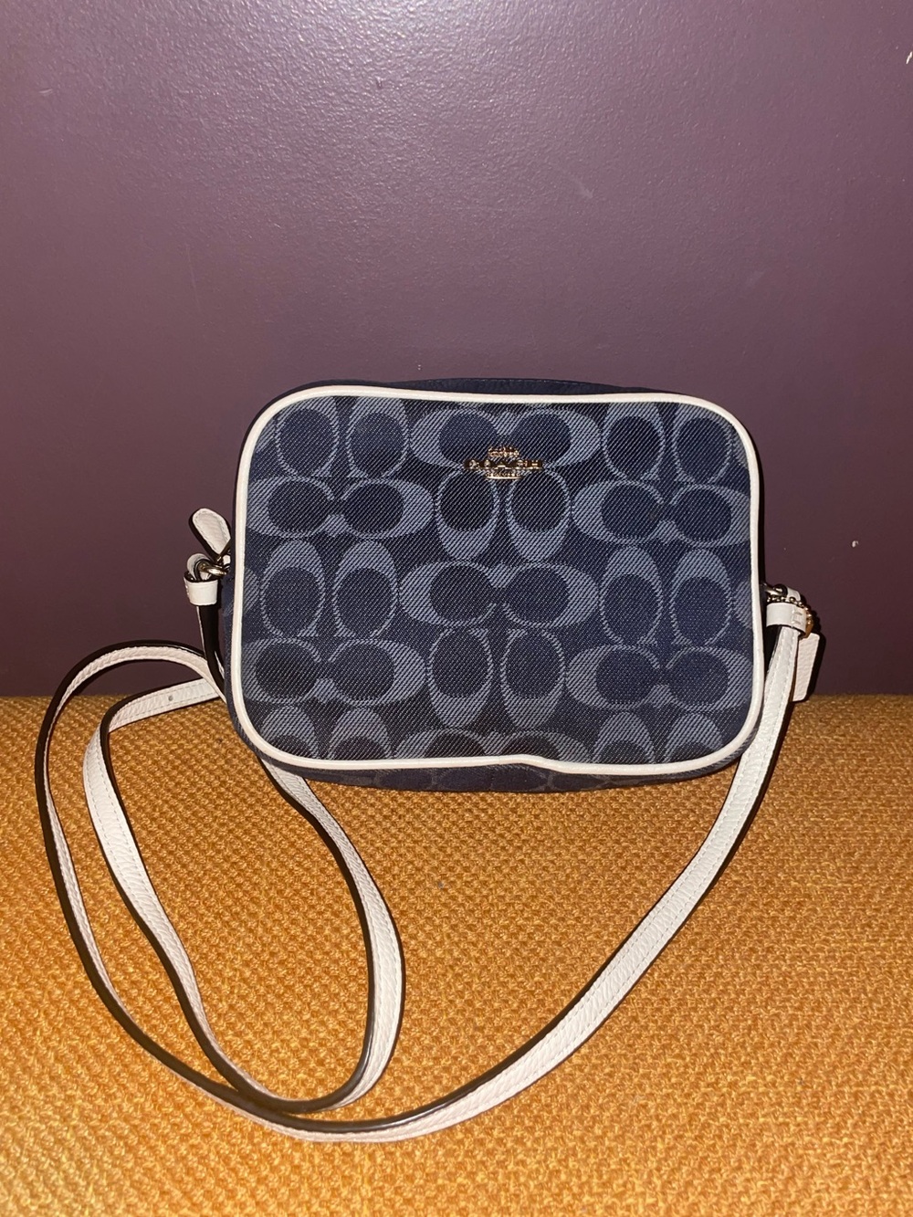 Coach Denim Signature Crossbody with White Trim